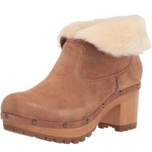 UGG Brown Suede Clogs with Shearling Lining
